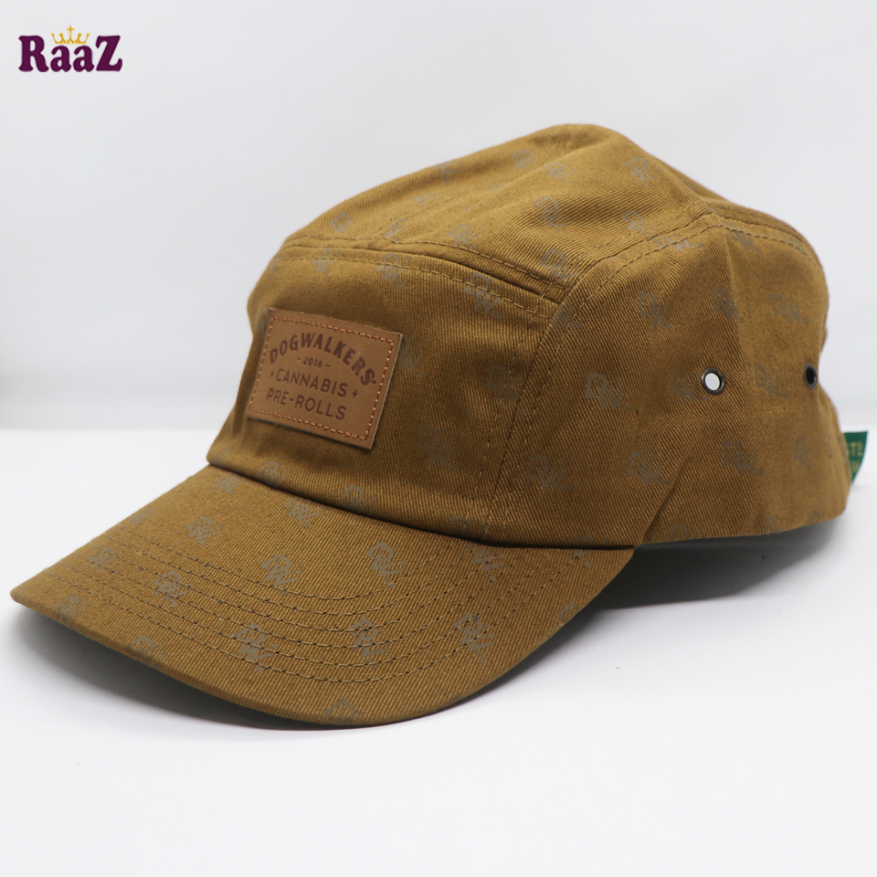 Picture of Brown Leather Logo Cotton Fabrics Curved Visor Cap