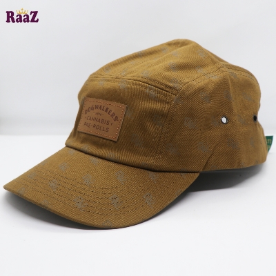 Picture of Brown Leather Logo Cotton Fabrics Curved Visor Cap