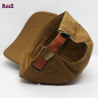 Picture of Brown Leather Logo Cotton Fabrics Curved Visor Cap
