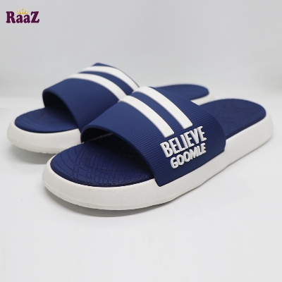 Picture of Navy Blue Believe Two Stripe Comfortable Waterproof Washable Slide Slipper Sandal