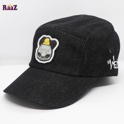 Picture of Black Angry Panda Logo Denim Fabrics Curved Visor Cap