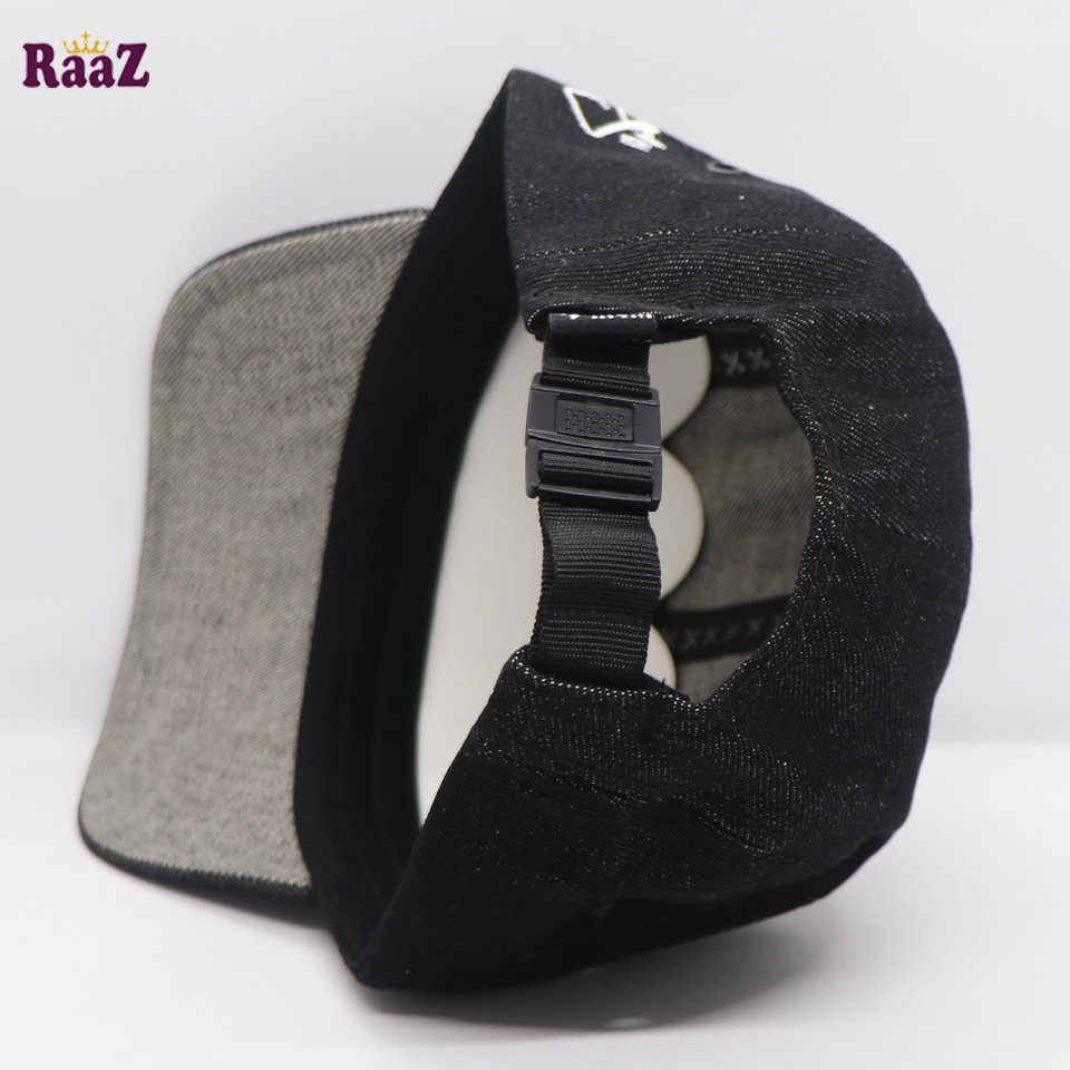 Picture of Black Angry Panda Logo Denim Fabrics Curved Visor Cap