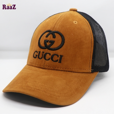 Picture of Brown Velvet Fabrics Embroidery Premium Mesh Air Half Net Cap