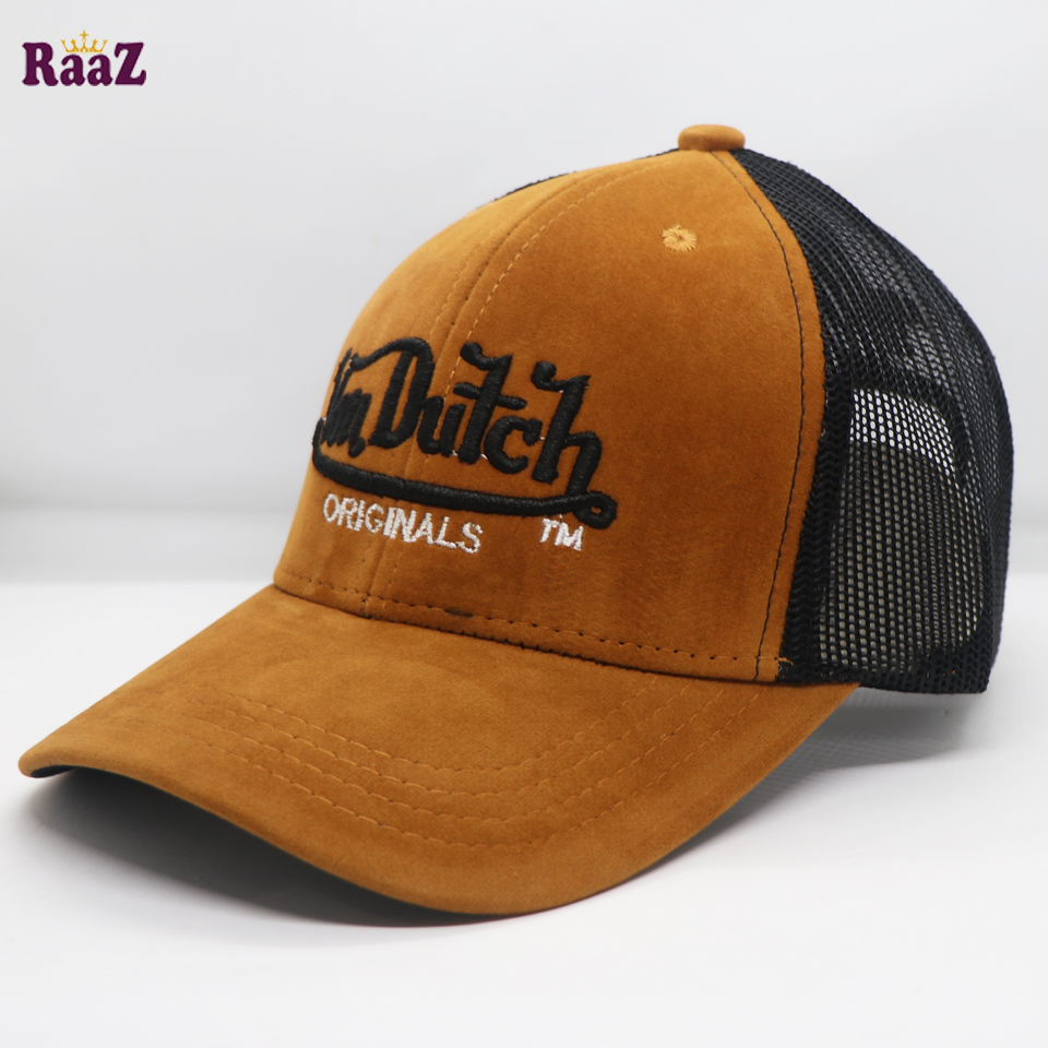 Picture of Brown Velvet Fabrics Embroidery Premium Mesh Air Half Net Cap