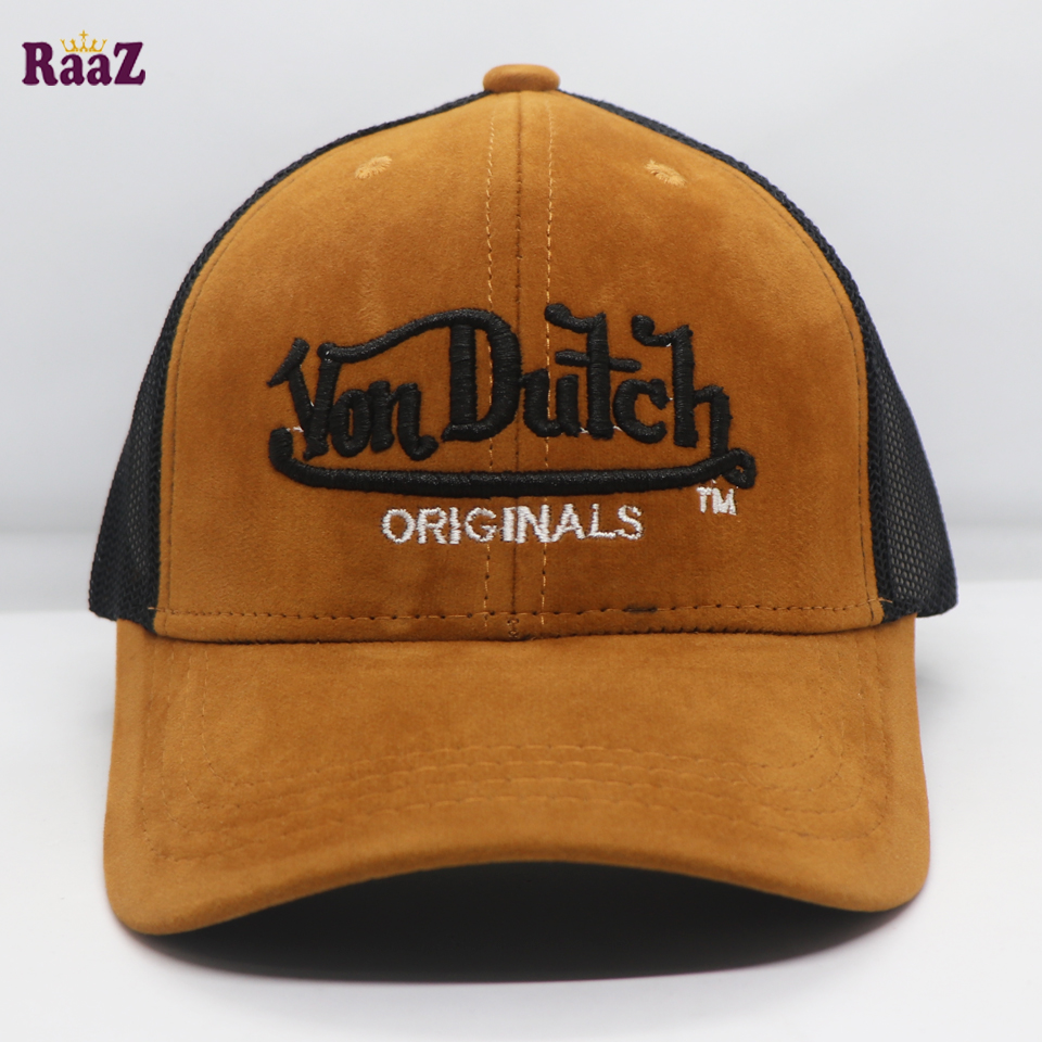 Picture of Brown Velvet Fabrics Embroidery Premium Mesh Air Half Net Cap