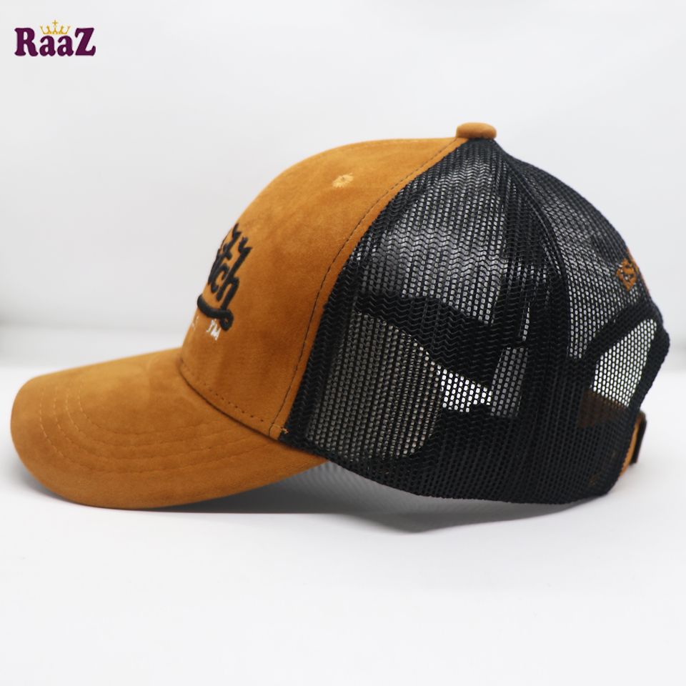 Picture of Brown Velvet Fabrics Embroidery Premium Mesh Air Half Net Cap