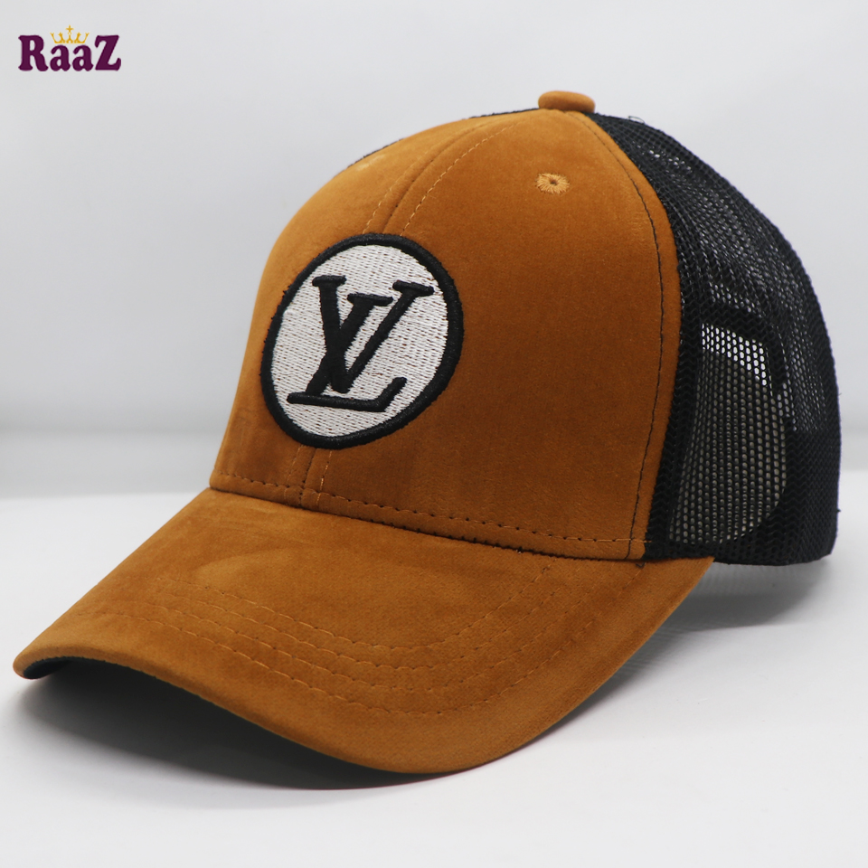 Picture of Brown Velvet Fabrics Embroidery Premium Mesh Air Half Net Cap