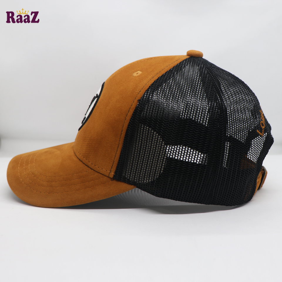 Picture of Brown Velvet Fabrics Embroidery Premium Mesh Air Half Net Cap