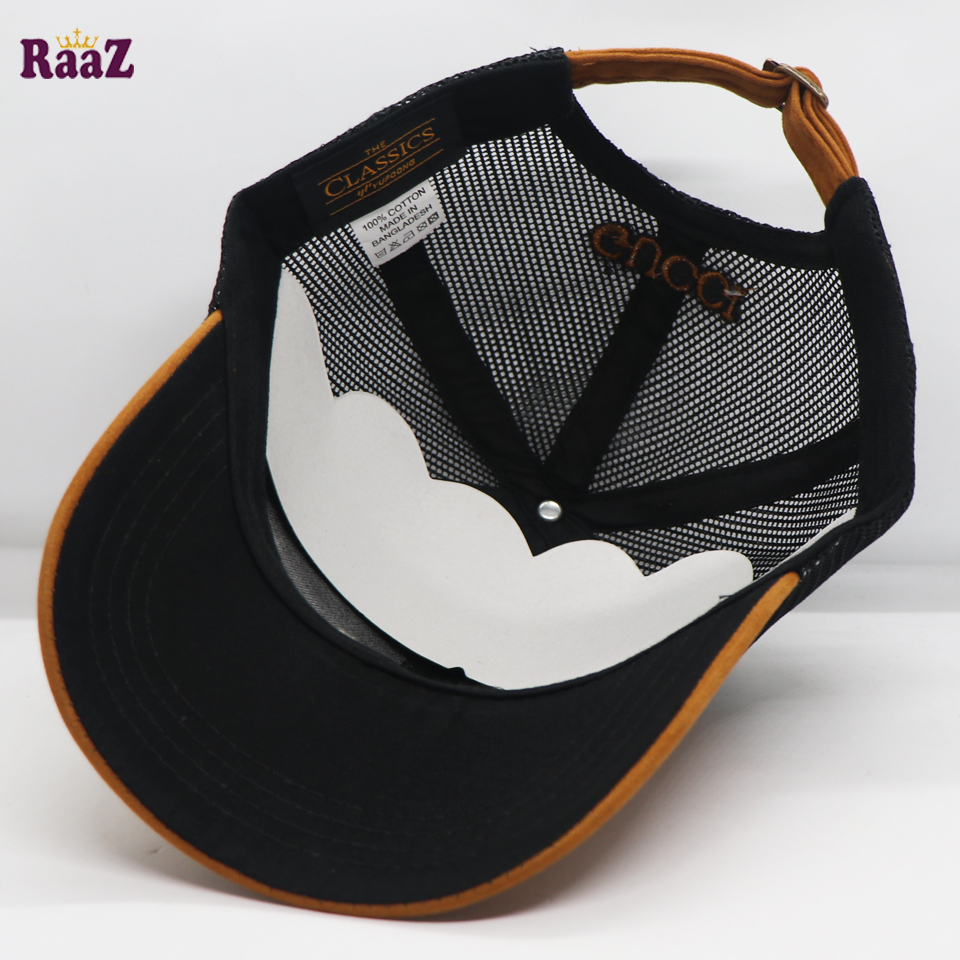 Picture of Brown Velvet Fabrics Embroidery Premium Mesh Air Half Net Cap