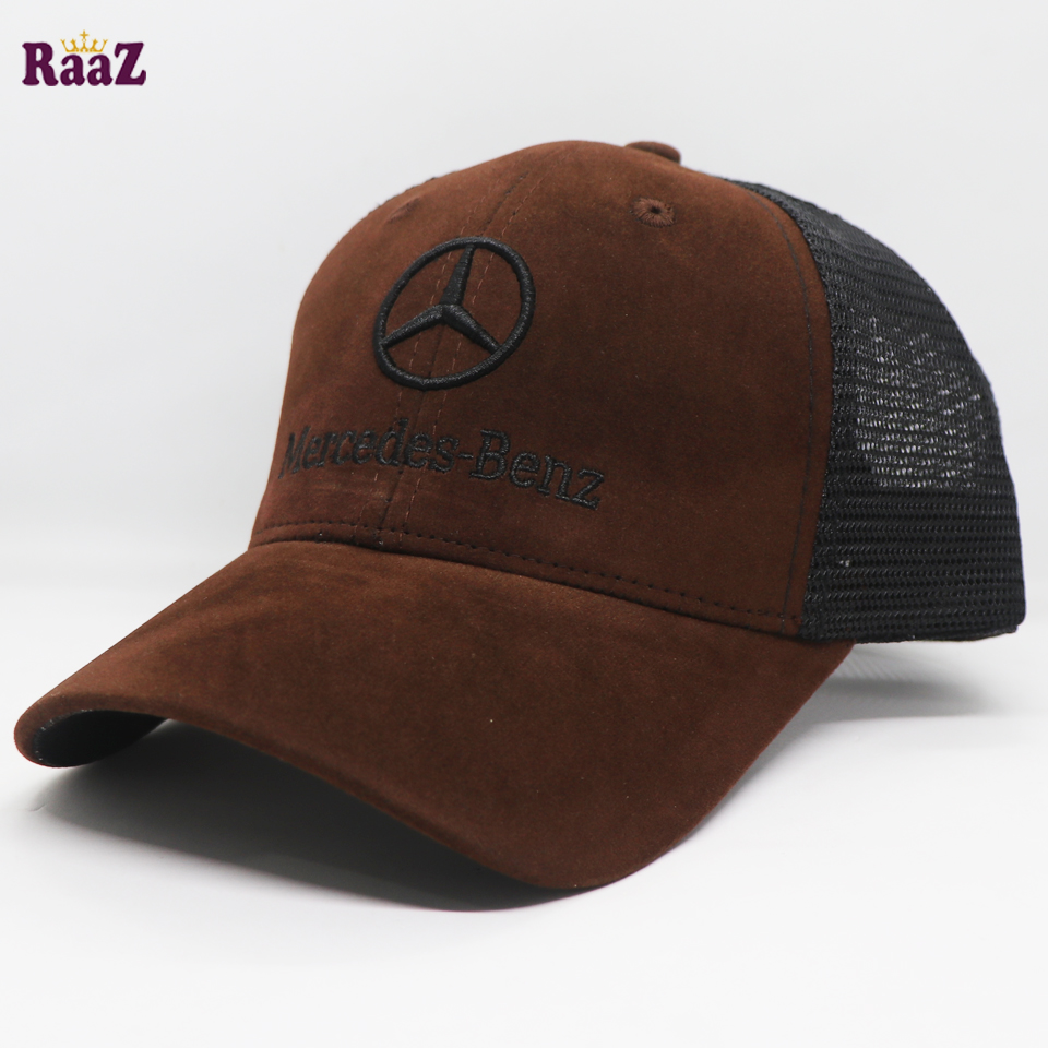 Picture of Mercedes Coffee Velvet Fabrics Embroidery Premium Mesh Air Half Net Cap