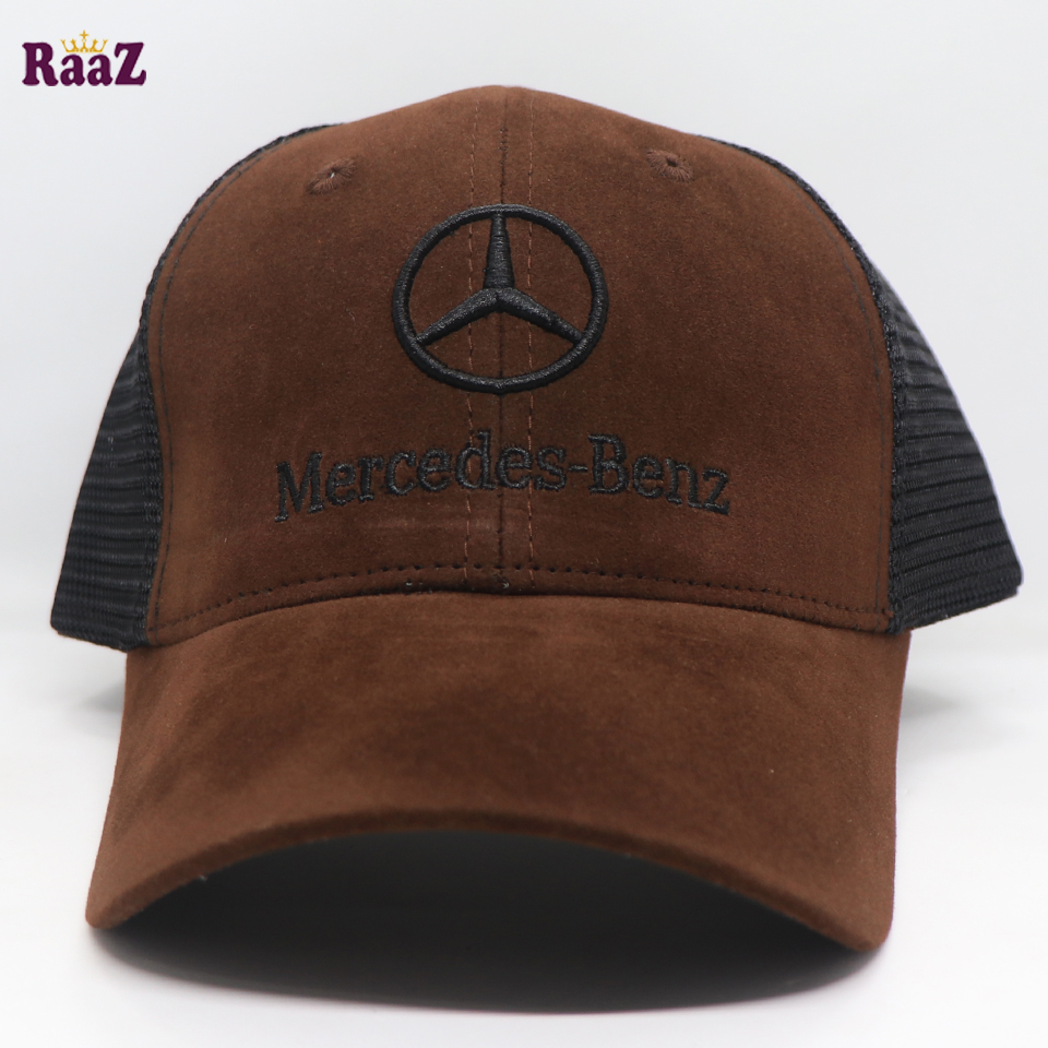 Picture of Mercedes Coffee Velvet Fabrics Embroidery Premium Mesh Air Half Net Cap