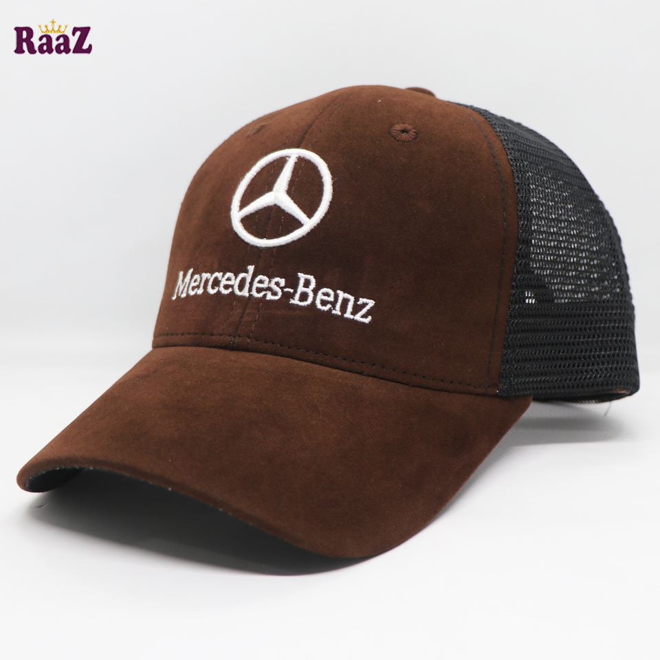 Picture of Mercedes Coffee Velvet Fabrics Embroidery Premium Mesh Air Half Net Cap
