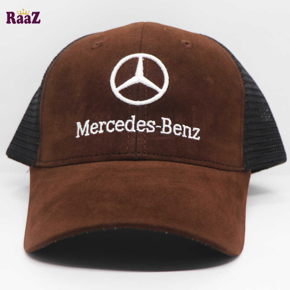 Picture of Mercedes Coffee Velvet Fabrics Embroidery Premium Mesh Air Half Net Cap