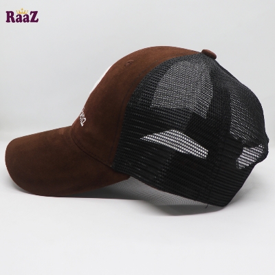 Picture of Mercedes Coffee Velvet Fabrics Embroidery Premium Mesh Air Half Net Cap