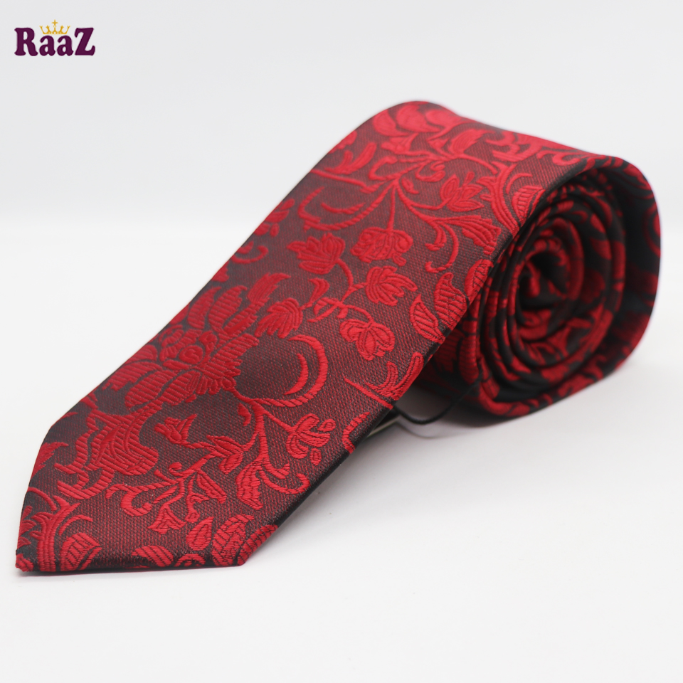 Picture of Red Flower Embroidery Design Formal Tie For Men