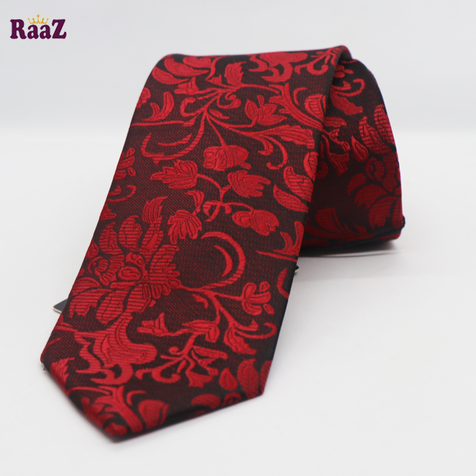 Picture of Red Flower Embroidery Design Formal Tie For Men