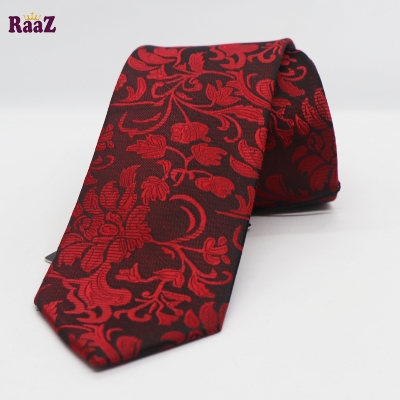 Picture of Red Flower Embroidery Design Formal Tie For Men
