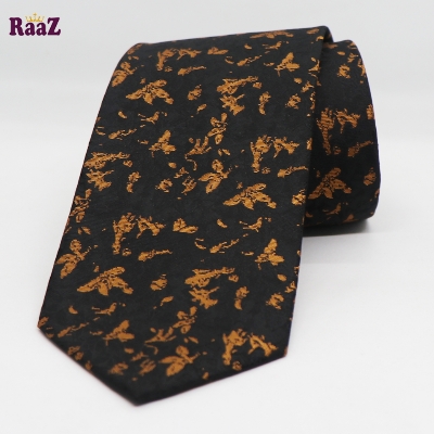Picture of Black Yellow Small Flower Design Formal Tie For Men
