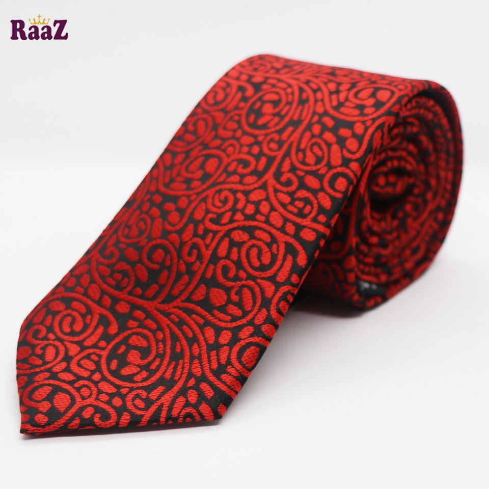 Picture of Red Black Flower Premium Design Formal Tie For Men