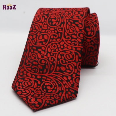 Picture of Red Black Flower Premium Design Formal Tie For Men