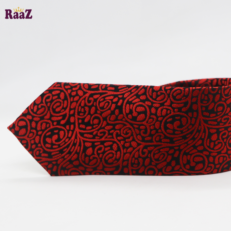 Picture of Red Black Flower Premium Design Formal Tie For Men