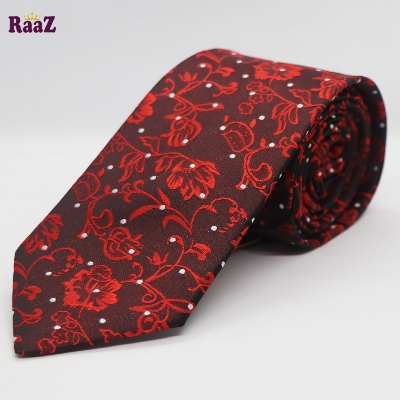 Picture of Maroon Flower White Dot Embroidery Design Formal Tie For Men