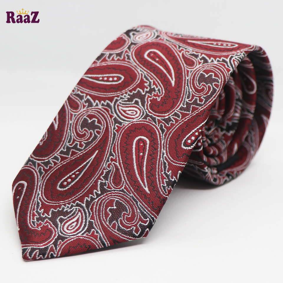 Picture of Maroon Floral Flower Embroidery Design Formal Tie For Men
