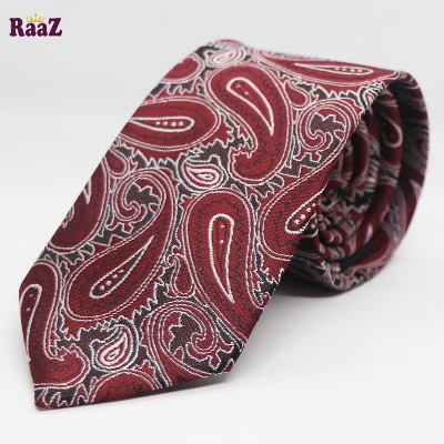 Picture of Maroon Floral Flower Embroidery Design Formal Tie For Men