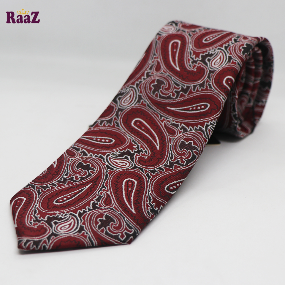 Picture of Maroon Floral Flower Embroidery Design Formal Tie For Men