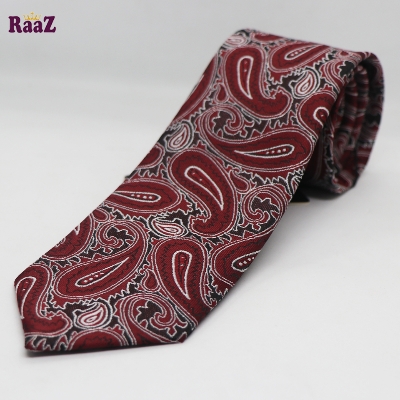 Picture of Maroon Floral Flower Embroidery Design Formal Tie For Men