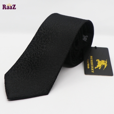 Picture of Full Black Premium Flower Design Formal Tie For Men