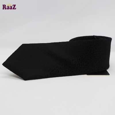Picture of Full Black Premium Flower Design Formal Tie For Men