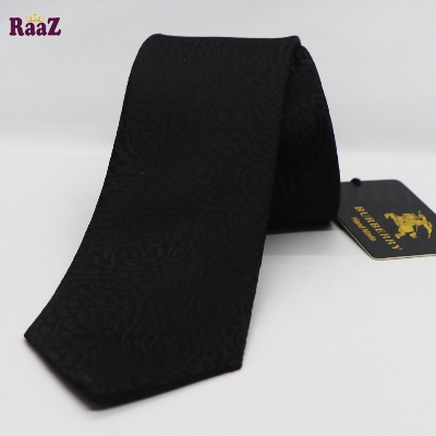 Picture of Full Black Premium Flower Design Formal Tie For Men