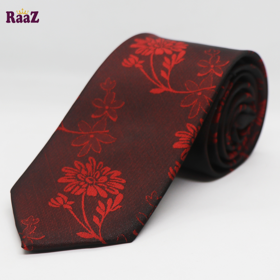 Picture of Maroon Printed Big Flower Design Formal Tie For Men
