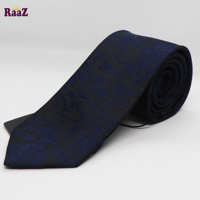 Picture of Black Navy Blue Flower Design Formal Tie For Men