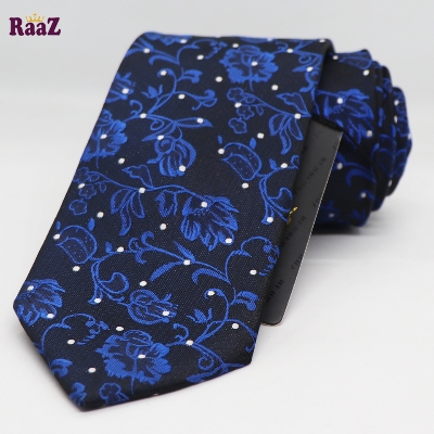 Picture of Blue White Dot Embroidery Design Formal Tie For Men