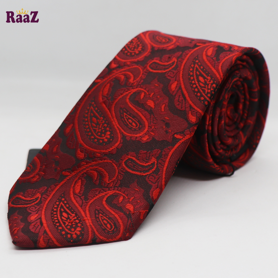 Picture of Maroon Big Flower Embroidery Design Formal Tie For Men