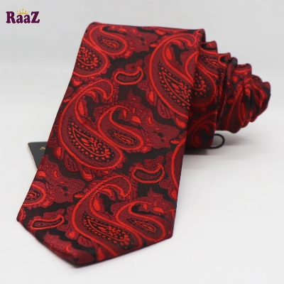Picture of Maroon Big Flower Embroidery Design Formal Tie For Men