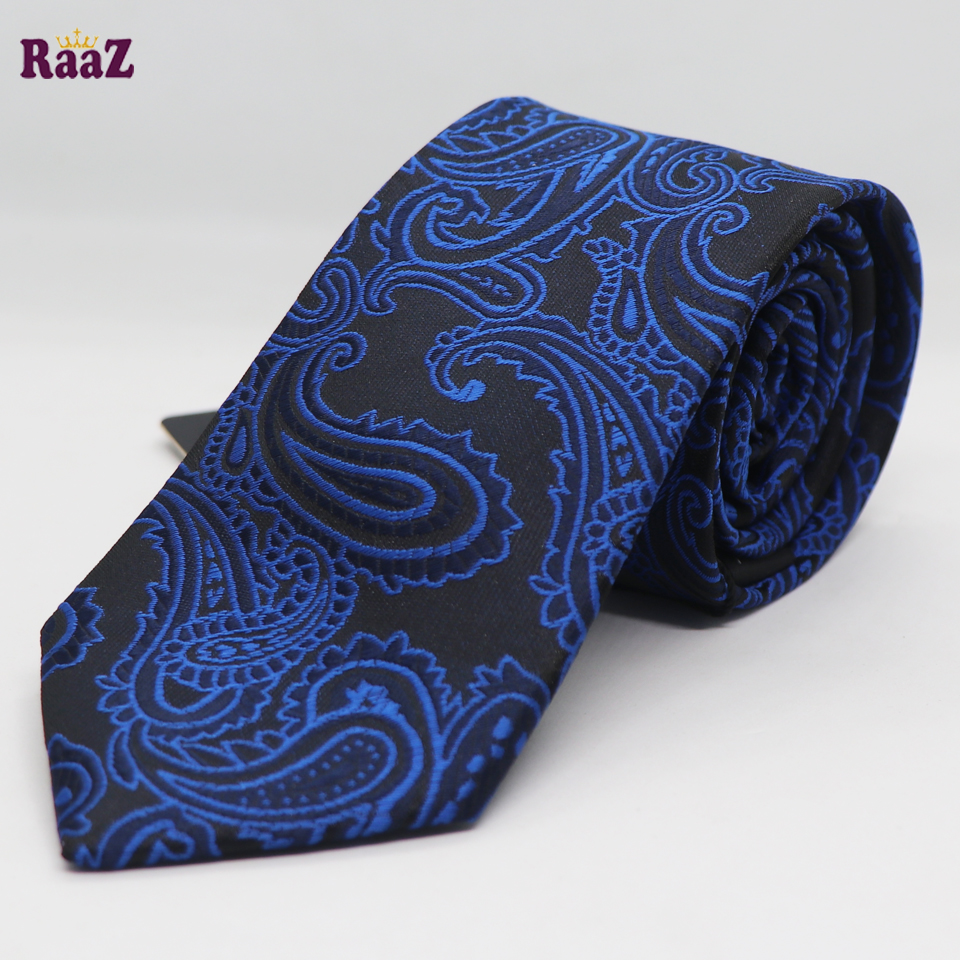 Picture of Black Blue Flower Embroidery Design Formal Tie For Men