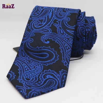 Picture of Black Blue Flower Embroidery Design Formal Tie For Men