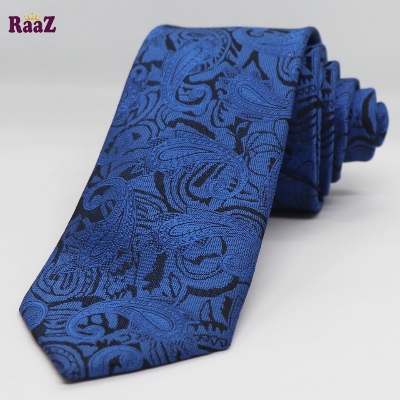 Picture of Blue Embroidery Flower Design Formal Tie For Men