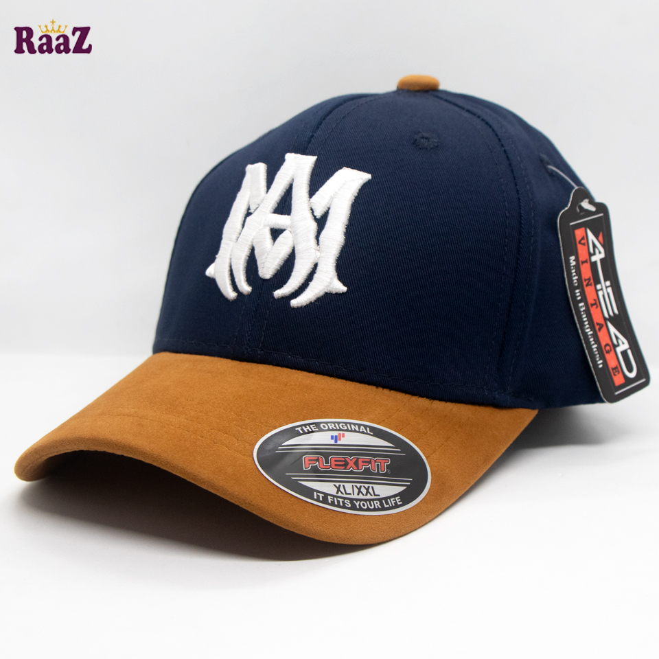Picture of Navy Blue And Brown Velvet Export Amiri Baseball Cap