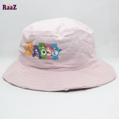 Picture of Light Pink Cartoons Bear Printed Logo Wide Brim Cap