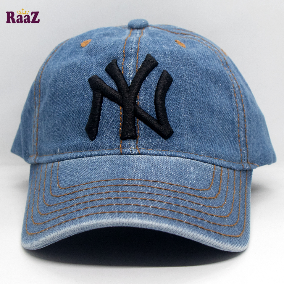 Picture of NY Light Blue Denim Embroidery Logo Curved Visor Cap