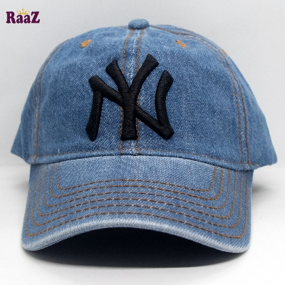 Picture of NY Light Blue Denim Embroidery Logo Curved Visor Cap