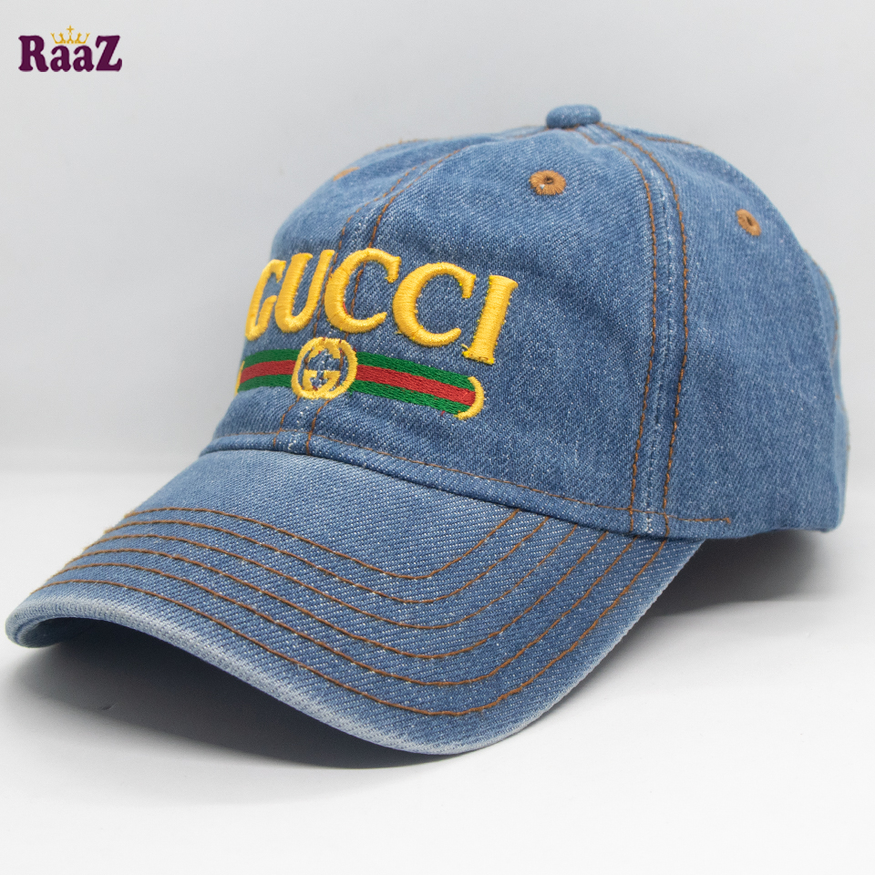 Picture of Light Blue Denim Embroidery Logo Curved Visor Cap