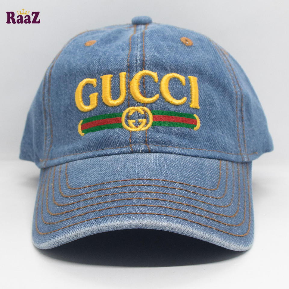 Picture of Light Blue Denim Embroidery Logo Curved Visor Cap