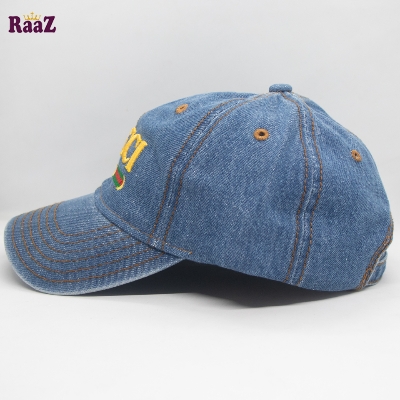 Picture of Light Blue Denim Embroidery Logo Curved Visor Cap