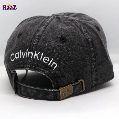 Picture of Light Dark Black Denim Embroidery Logo Curved Visor Cap