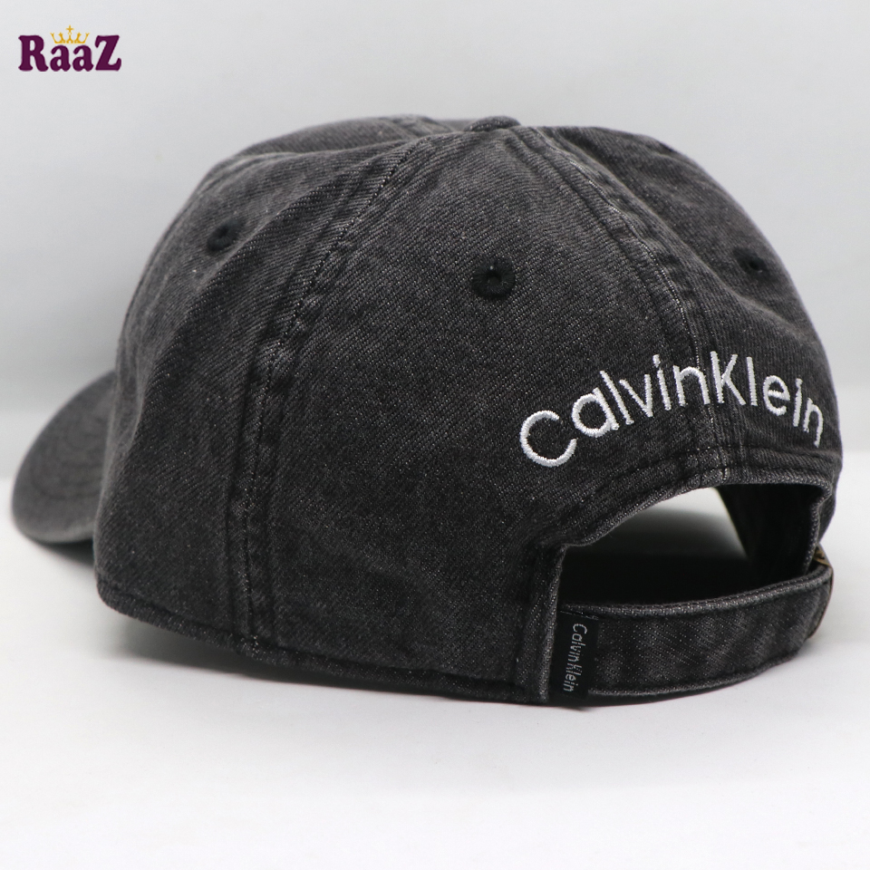 Picture of Light Dark Black Denim Embroidery Logo Curved Visor Cap